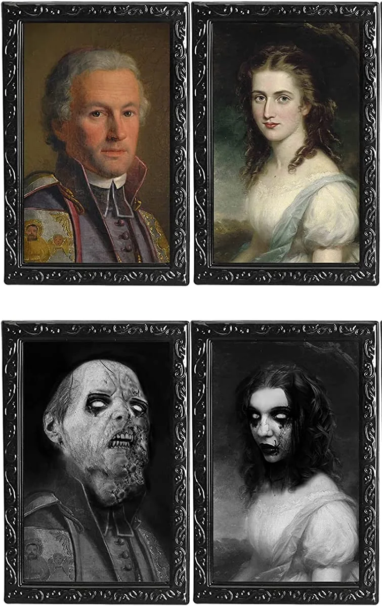 Vintage style portraits that shift into ghostly versions when viewed from another angle