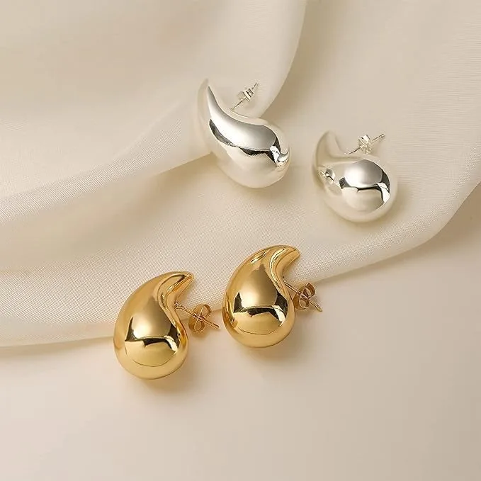 Chunky Gold Teardrop Earrings