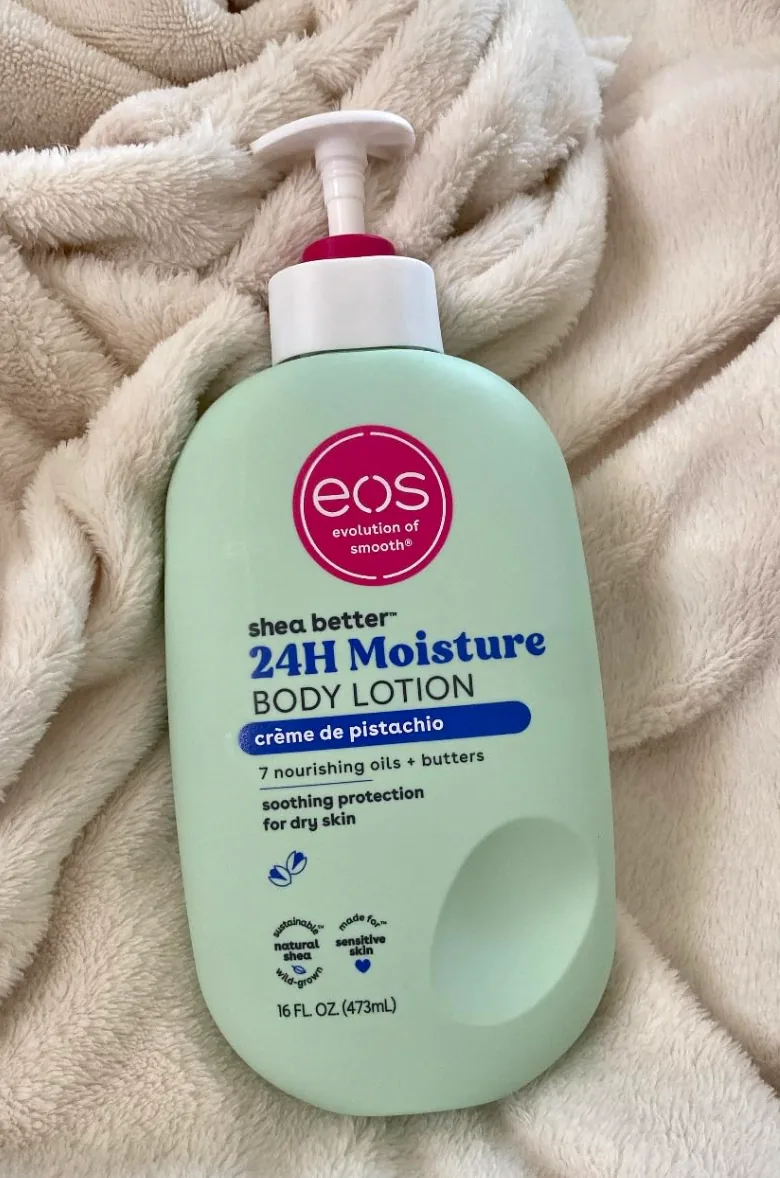 Bottle of creme de pistachio shea body lotion