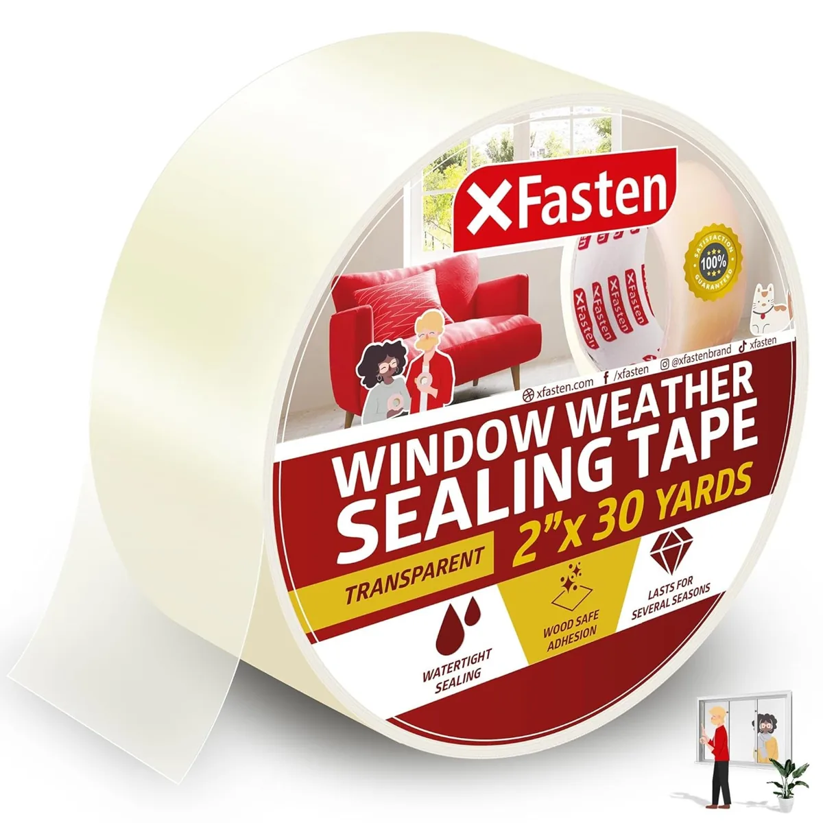 Roll of transparent window weather sealing tape